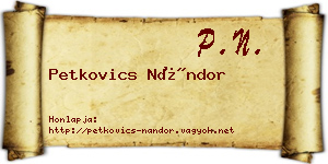 Petkovics Nándor névjegykártya