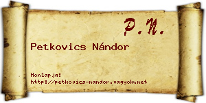 Petkovics Nándor névjegykártya
